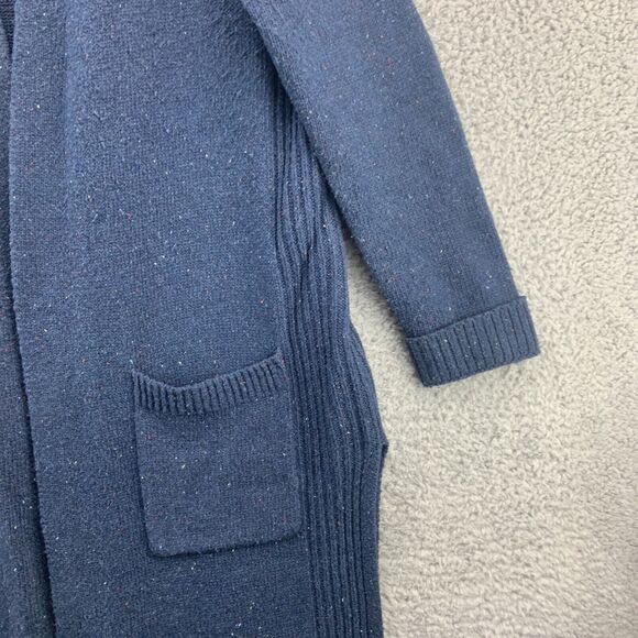 Alya Open Front Cardigan Sweater Women's Pockets Long Tunic Knit Size Small Blue - Picture 6 of 15